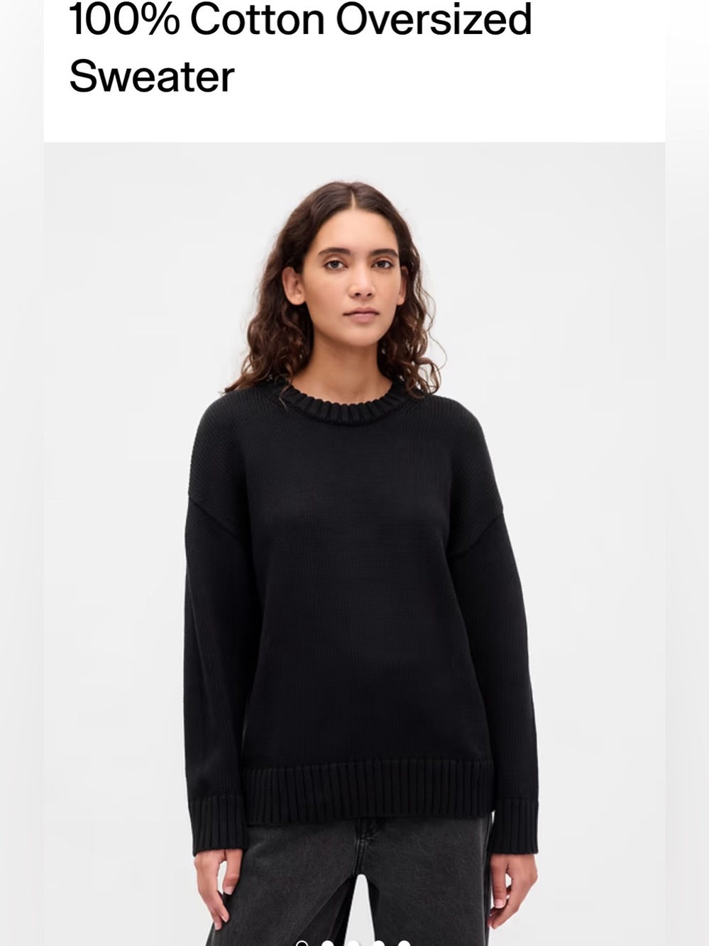 GAP NWT 100% Cotton Oversized Sweater size Large Black